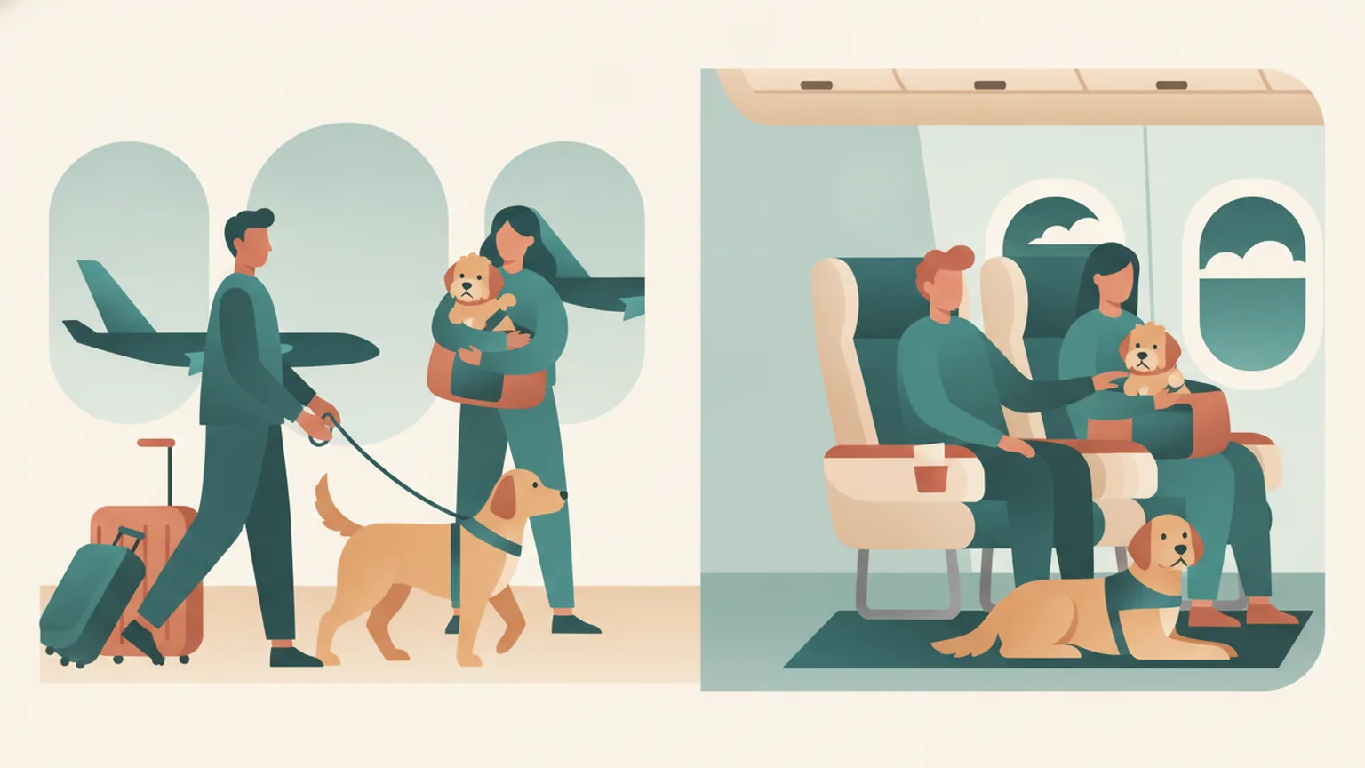Ilustração sobre Política da Copa Airlines para animais de assistência: ESA e cão de serviço