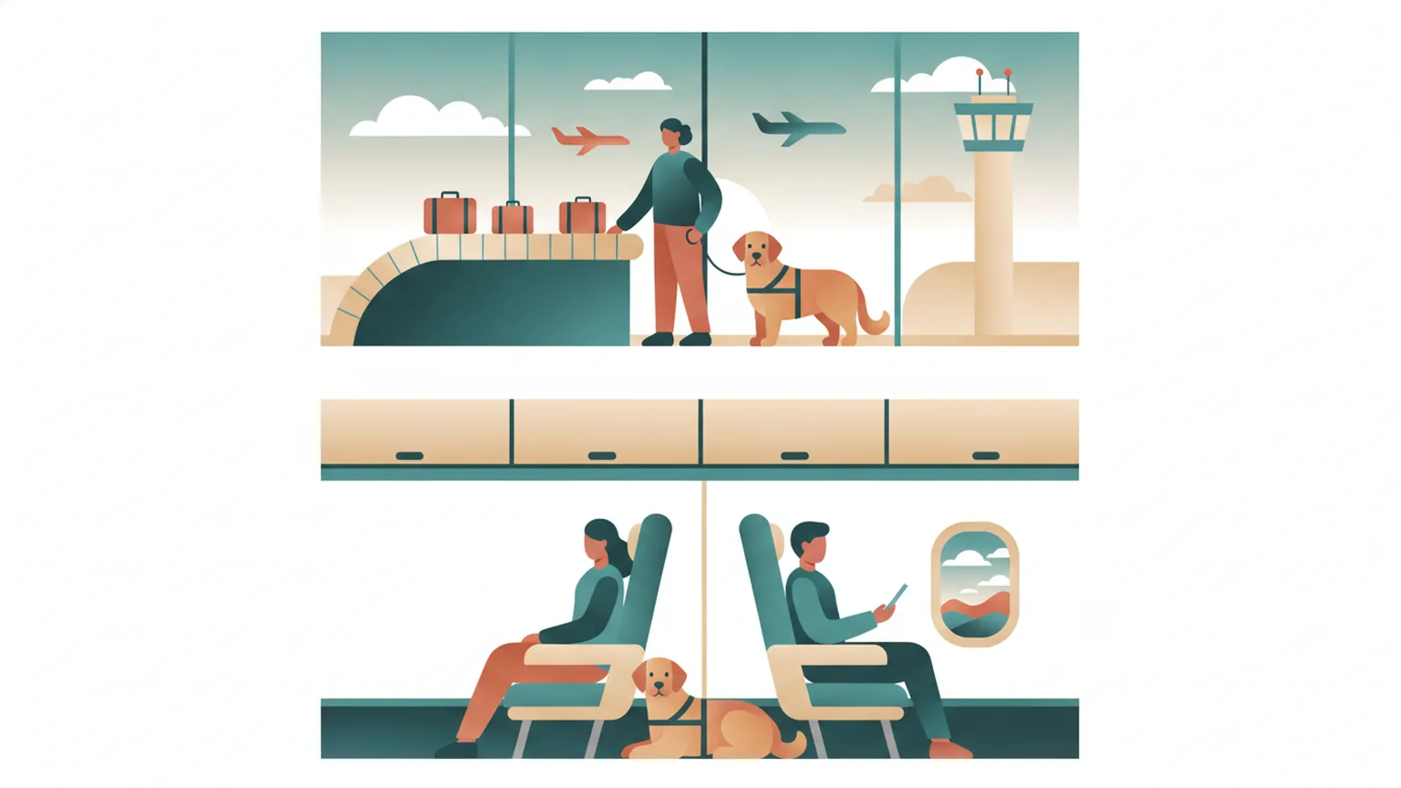 Ilustração sobre Documentação e prazos para viajar com animal de assistência no Brasil
