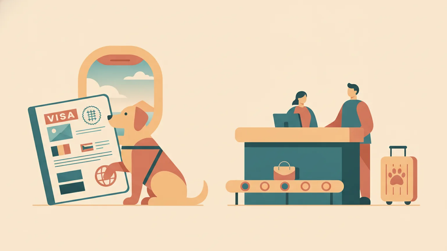 Ilustração sobre Mercosul: animal de assistência em viagens internacionais