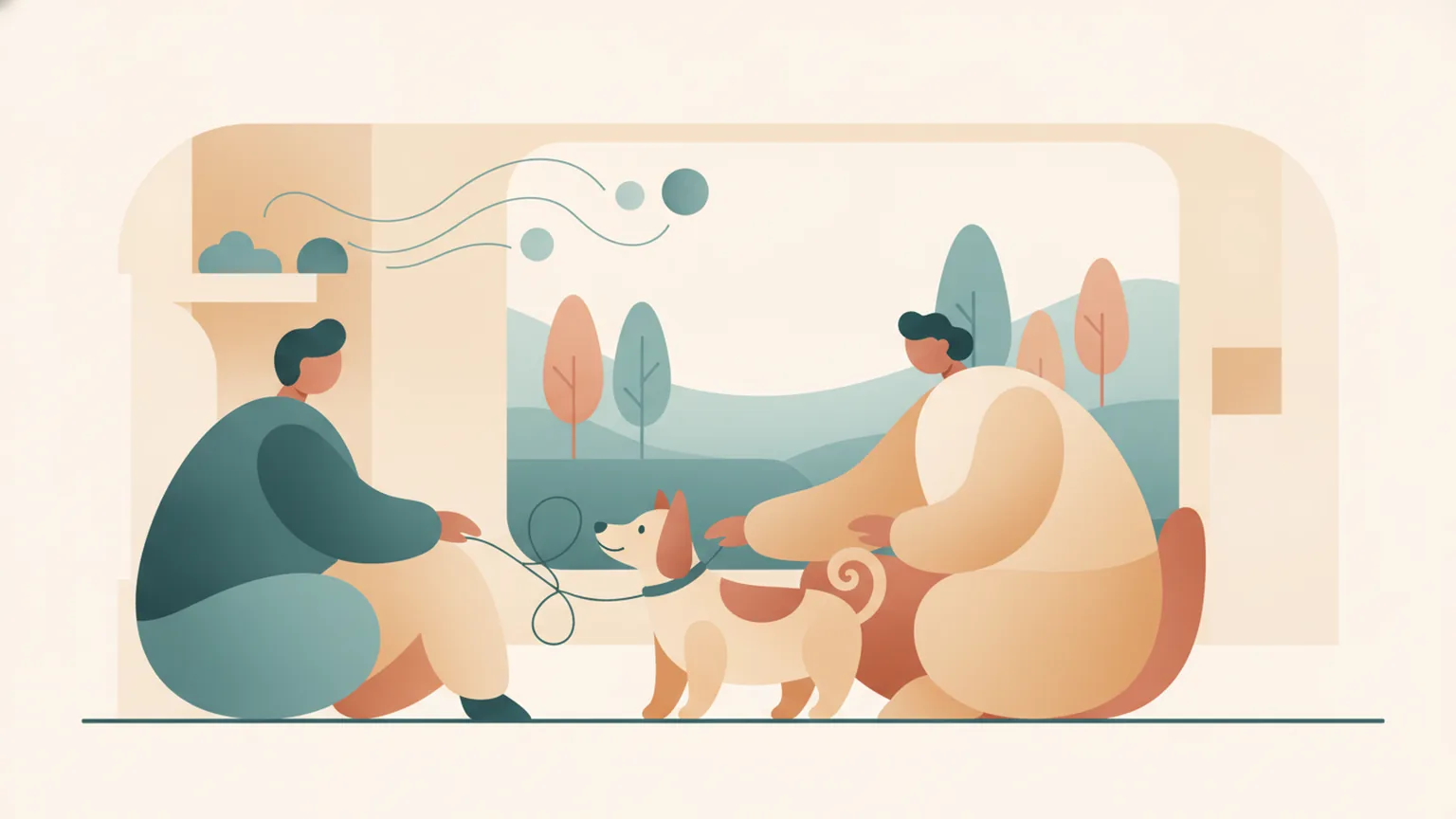 Ilustração sobre TEPT, TAG e vínculo com animais